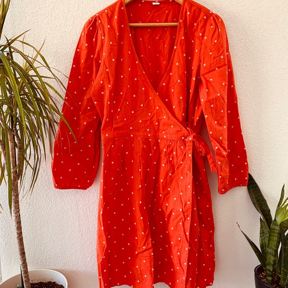 Old Navy Red Floral Wrap Dress